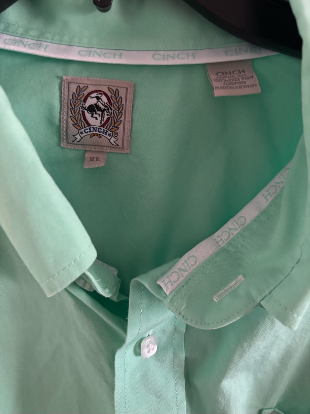 Cinch Men’s Mint Green Long-Sleeve Button-Down Shirt